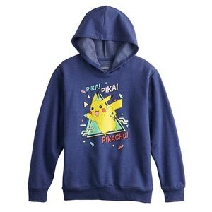 Boys Pokémon Pikachu 80's
Triangles Fleece Hoodie 
Navy Heather
